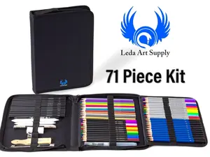 72pcs Leda Professional Artist Drawing Set - Complete Kit in Zippered Case - Color Pencils Charcoal Sketch Tools.