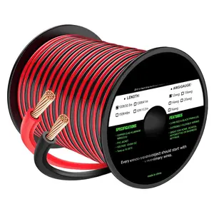 12 Gauge Wire 100FT, 2 Conductor Electrical  - Red and Black, Low /PVC, 12AWG Copper Clad Aluminum Extension Cord for Speaker, LED,  Wire, Automotive 12V/24V DC