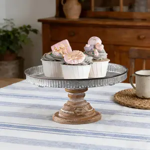 Rustic Galvanized Metal Cake Stand, Cupcake Stand Rustic Round Dessert, Appetizer Display Riser Stand with  Base Table Centerpiece for Wedding, Birthday, Party, Dining Room Kitchen Supplies