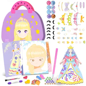 4-in-1 Dress Up Game Set Princess Fantasy Makeup, Pretty Pretty Princess Game, Girls Toy Kit with Diamond Painting & Princess Dress Up Set, DIY Paper Makeup Arts and Crafts for Kids 4-6--wjlm