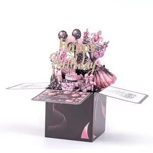 3D Pop-Up Birthday Card Box, Greeting Card, With Envelope And Note - Unique Paper Carving Design, Perfect For Valentine'S Day Or Birthday Celebration Invitations - Ideal Party Favor And Gift Decoration, Fun Party Cards