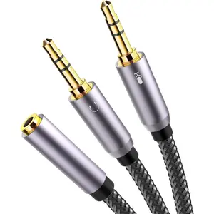 -Plated &  Braided Y Splitter Audio  - Separate Microphone & Headphone Port Gaming Headset Earphone Adapter - TopSeries (12inch / 30cm)