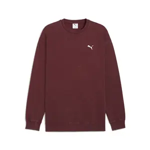 PUMA Mens Elevated Essentials Acid Wash Crew Neck Fleece Sweatshirt Casual - Red