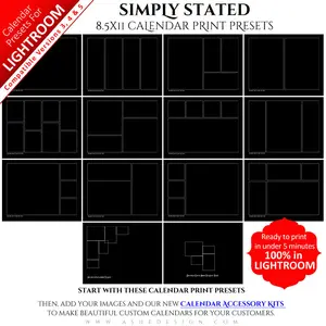 Lightroom Calendar Presets - Simply Stated (12-Month) 8.5x11 Spiral Bound