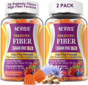 Fiber Gummies for Adults with Psyllium Husk, 7G(Soluble + Insoluble) Daily Prebiotic Fiber with Inulin, FOS, Guar Gum, Multivitamins for Daily Digestive Health, Regularity Support,Sugar Free,Pack of 2