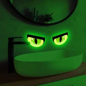 One sheet (5.91 * 5.91inch) eyes glow-in-the-dark toilet stickers decorative bathroom bedroom bathroom cover ugly beautify decorative toilet stickers