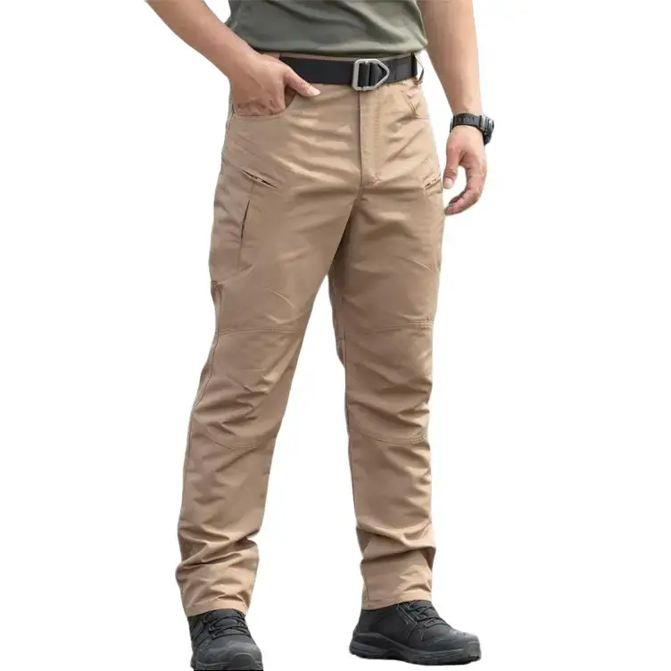 Men’s slightly stretchy tactical pants, water-resistant and tear-resistant softshell cargo pants with pockets—lightweight outdoor work/hiking pants