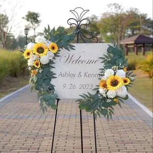2pcs Artificial Sunflower Garland, Welcome Flower, Arch Decoration, Table Centerpiece, Wedding Photography Props, Outdoor Wedding Supplies