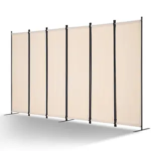 【DealsForYouDays】VEVOR Room Divider, 6 Panel Room Divider, Folding Privacy Screen and Portable Partition Divider for Room Separation, Freestanding Room Partitions for Office, Bedroom, Study, Beige