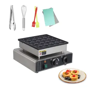 Garvee Mini Dutch Pancakes Maker Machine - 25Pcs Commercial Electric Non-stick Muffin Maker with 1.8 in Diameter Mini Pancakes, Adjustable 50-300℃ Separate Temperature Control for Home Kitchen Use