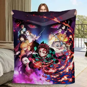Demon Slayer Themed Blanket | Anime Style Throw for Sofa Bed | Cozy Gift for Fans