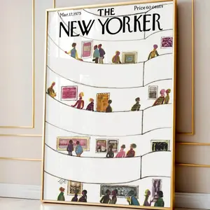 Vintage New Yorker Cover Poster, March 1975 Museum Print, Retro Art Gallery Wall Art, Mid-Century Modern Art Decor (No Frame)