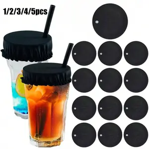 Reusable Spill-Proof Fabric Drink Cup Sleeve with Straw Hole, Drink Cover Scrunchie, Reusable Drink Covers, Portable Hand Wash Only, Ideal for Bars, Hotels, Clubs, Picnics, Outdoor Use, Drink Protectors