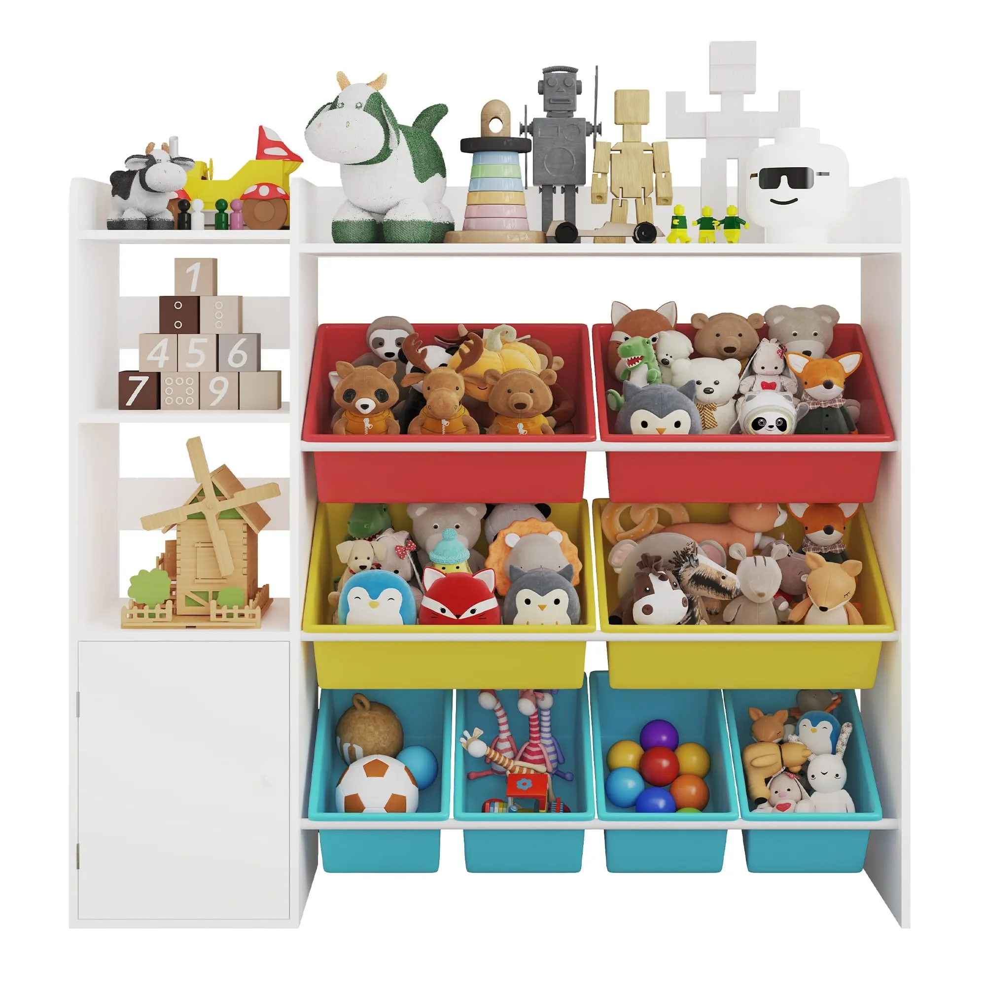 Garvee 43.5''W Kids Toy Organizers and Storage Toy Storage Box with 8 Bins 4-Tier Children Toy Storage, Kid Bookshelf for Playroom Organization Bookcase for Boys and Girls Nursery Book Shelf for Craft Room