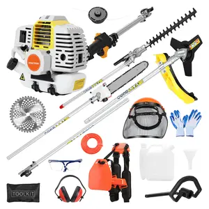 5-in-1 52cc 2-Stroke Gas Powered Weed Eater - String Trimmer, Brush Cutter, Edger, Pole Saw Pruner, Hedge Trimmer with Extension Pole for Lawn & Garden Care