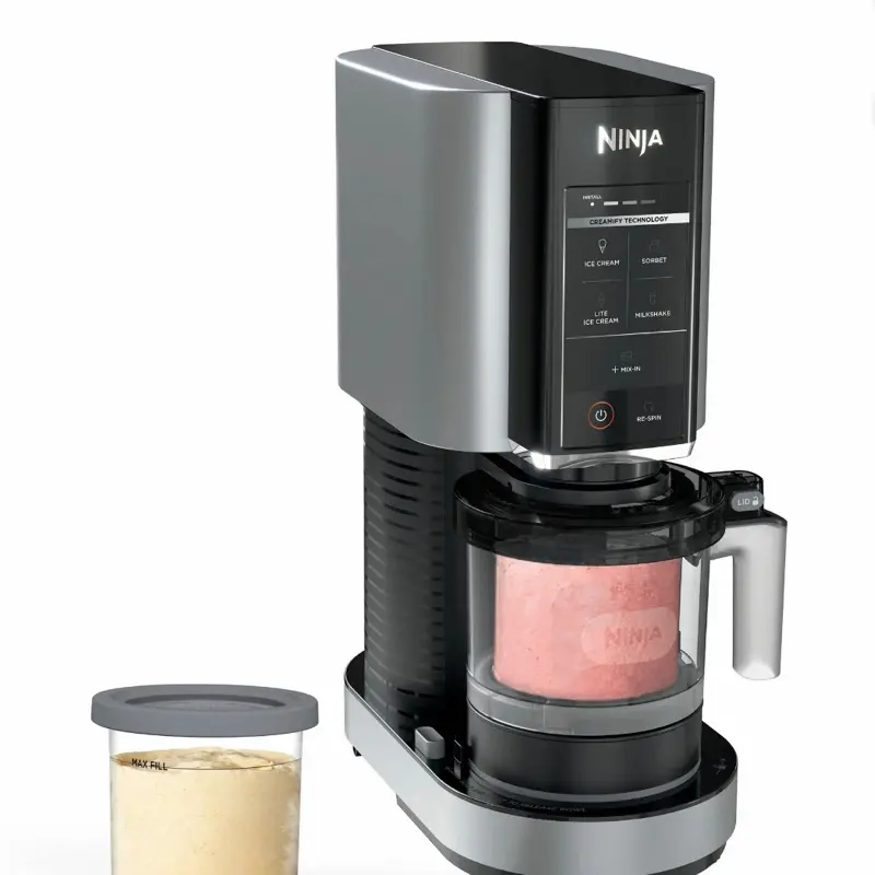 Ninja Creami Ice Cream Maker NC300 Stone Silver for Mix-ins Milkshakes Sorbet 5 One-Touch Programs 2 16 Oz Pint Containers & Lids