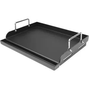 17" x 13" Griddle Plate for Gas Grill - Nonstick Coating, Ideal for Compact Grills, Flat Top Plate Insert with  Groove and Removable Handles for Gas Stove/Charcoal/Electric Flat Griddle