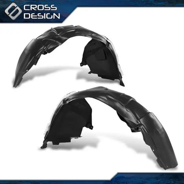 CROSSDESIGN 2-Pc Polypropylene (PP Plastic) Fender Splash Guards - Front Driver & Passenger Side for 18-23 Ford Mustang Ecoboost/GT
