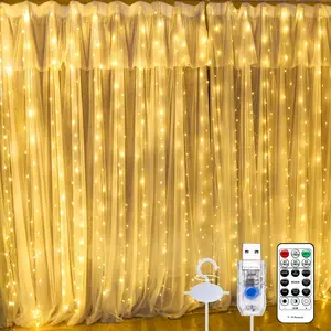 600LED Curtain Lights for Bedroom, 19.6ft x 9.8ft Fairy Curtain String Light with 24 Hooks, 8 Modes Hanging Lights for Wedding, Party, Backdrop, Window, Xmas Decor, Warm White