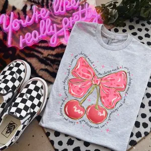 Love You Cherry Much Bleached Shirt - Ash Grey - Valentine Day