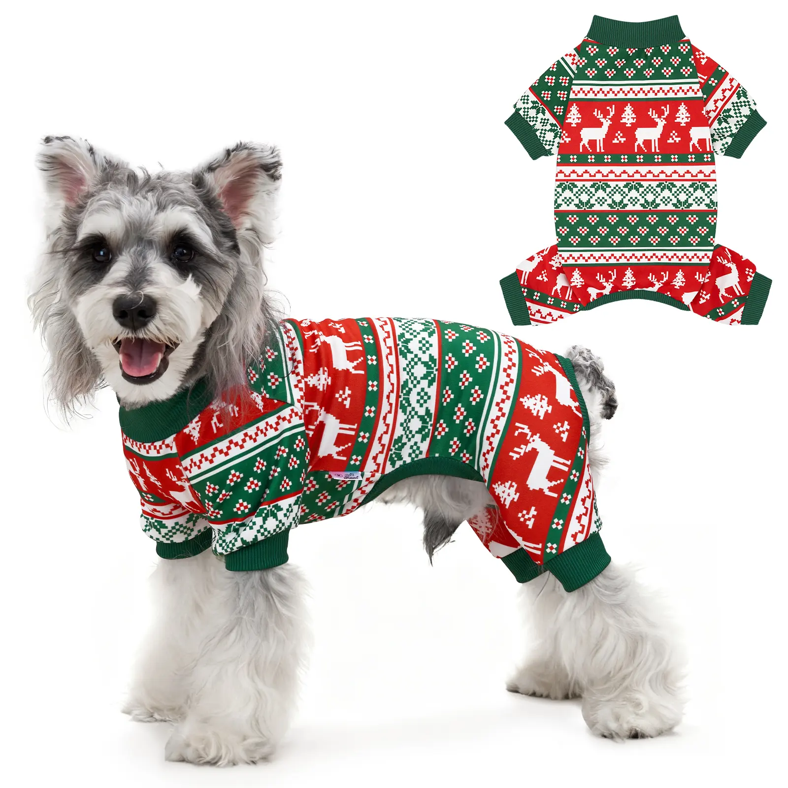 XPUDAC Christmas Dralon Dog & Cat Pajama - Soft Warm Sleepwear, Cozy Holiday Clothing & Costume, Festive Snowflake Design, Universal Fit for Small Medium Large Pets Winter Shirt sohochic