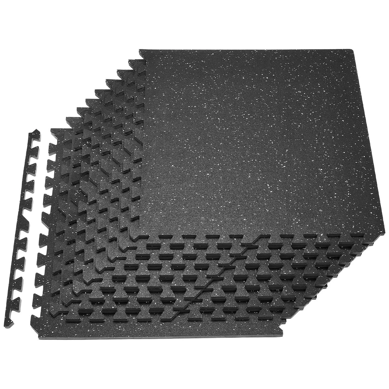 VEVOR Interlock Tiles Puzzle Floor Mat, 12 PCS Durable High-Density EVA Foam (24x24x0.56 in) with White Dots, Shock-Absorbing Tool-Free Installation Protective Padding for Home Gym, Apartments#SohoChic