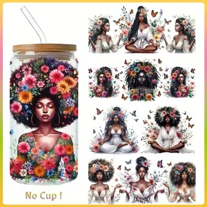 5 Pieces/ Set Quiet Lady UV DTF Vinyl Paper Waterproof Transfer Paper For 16 Oz Glass Jars, Easy To Apply, High Quality DIY Handmade Decorative Paper, Vinyl Paper Stickers
