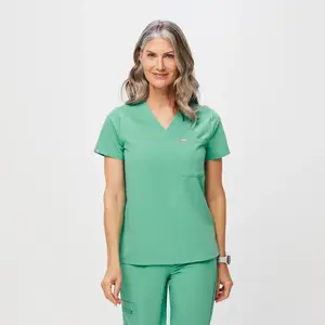 FIGS Women’s Scrub Top Catarina Tansen Surgical Green Fabric Comfortable Fitted Casual Uniforms Basic Minimalist Underwear