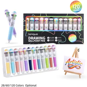 60/120 Colors Multicolor Pen, 6/12 Pack 10-in-1 Multicolor Ballpoint Pen Set, 0.8mm Tip Retractable Colored Pens for Drawing and Writing, School Office Art Supplies, Art Materials