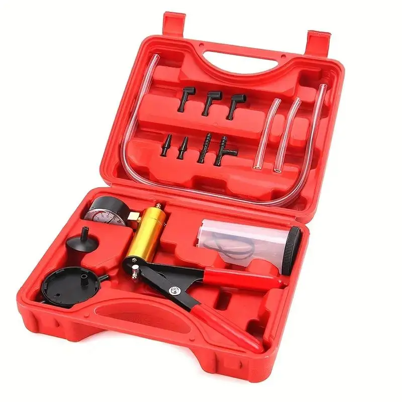 2 in 1 Brake Bleeding Device Kit, Handheld Vacuum Pump Test Set, Brake Oil Detector, Car Brake Oil Replacement Tool with Storage Box, Automotive Repair, Automotive Maintenance Tools