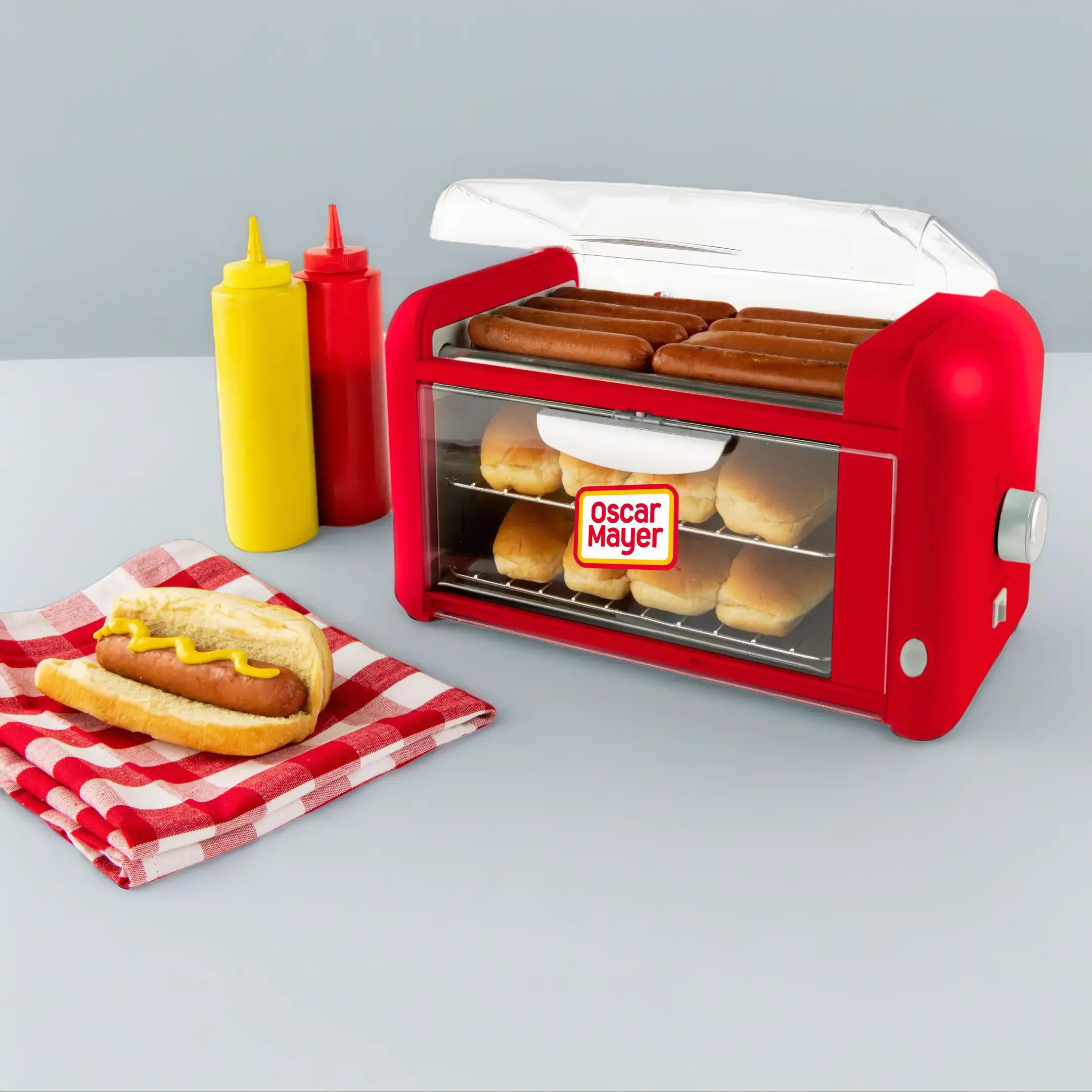 Oscar Mayer Hot Dog Roller & Bun Warmer - Red, Classic Corded Kitchen Appliance, Household Appliance with Adjust Timer, Kitchen Appliances, Household Appliances