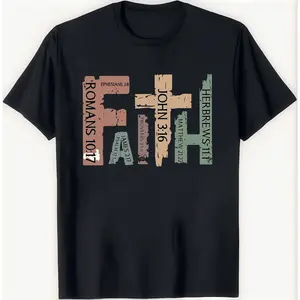 Faith TShirt with Distressed Grunge Design Featuring Christian Scripture Religious Apparel for Believers Gifted with John 316 Romans 1017 Hebrews 111 and Inspiration from the Holy Bible