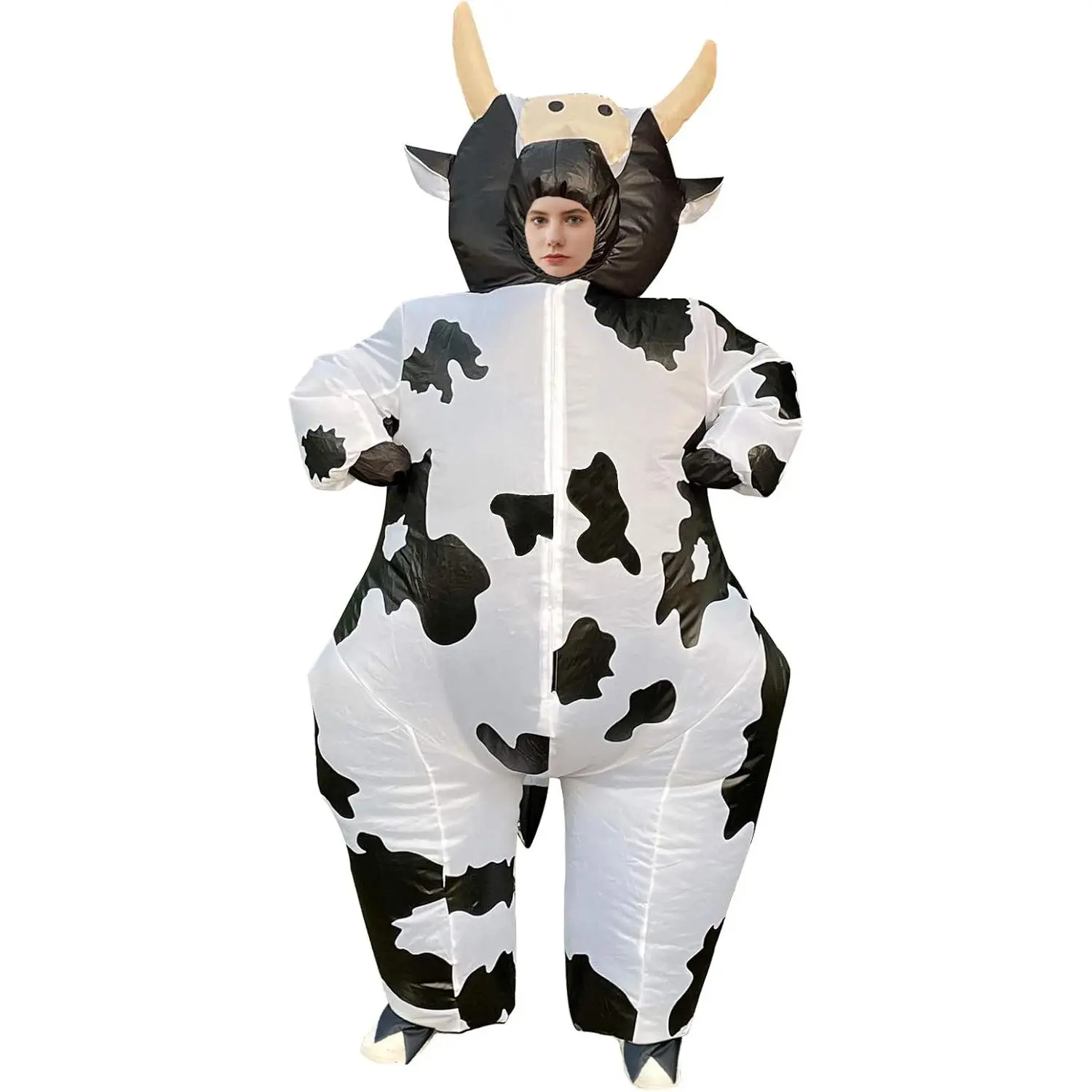 Inflatable Cow Costume, Funny Full Body Jumpsuit for Adults, Halloween Cosplay Party Clothes
