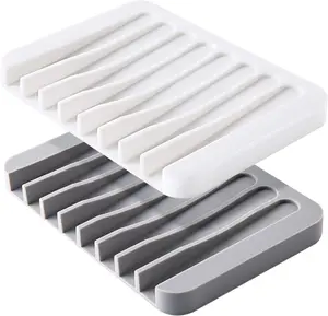 2pcs Self Draining Soap Dishes, Premium Silicone Soap Holder & Saver for Shower, Bathroom, Kitchen, Bath Tub, Razor, Sponges, Drains Water Very Well, Can Extend Soap Life, Easy Clean