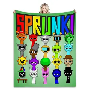 Sprunki Incredibox Soft Fuzzy Plush Throw Blanket for Couch Bed, Multi Size Cozy Blanket, All Seasons Warm Lightweight Bedspread, Aesthetic Room Decor, Gift for Kids Teens, Birthday Christmas Gift, Dorm Essentials