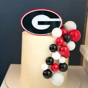 University of Georgia College Themed Acrylic Cake topper - Red & Black Design