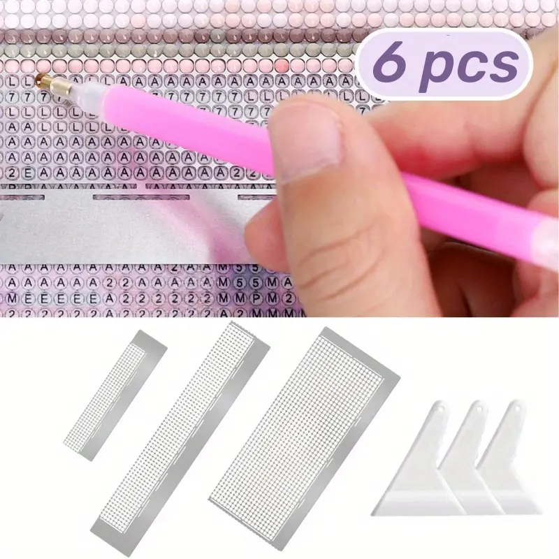 3pcs Stainless Steel Diamond Rulers Set - 13cm/5.1in, 20cm/7.9in Sizes with Mesh Grids, 3 Scrapers, 240/520/1020 Holes, Sewing Tool for Handicraft Enthusiasts to Improve Efficiency, Save Time and Energy, Create Neater Crafts for DIY Projects