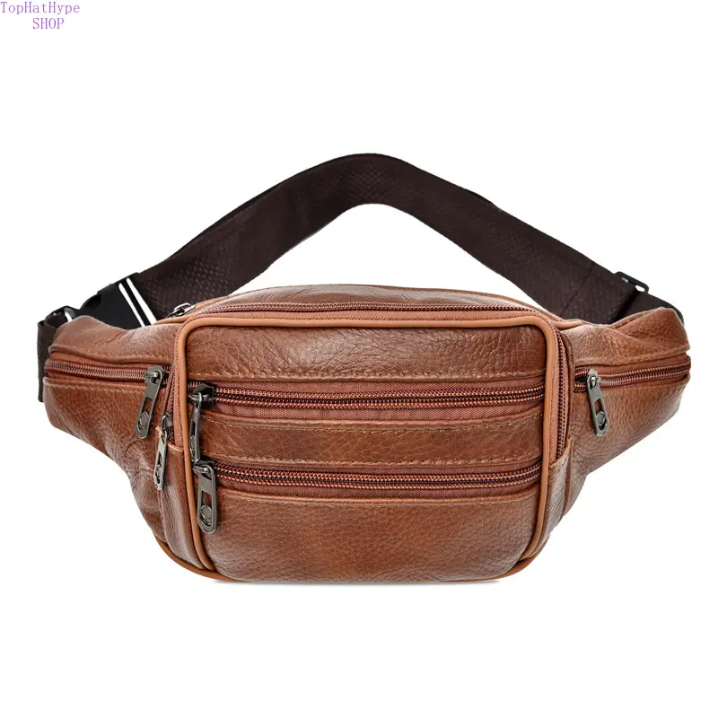 2026 New Genuine Leather Fanny Pack for Men, Multi-Layer Cowhide Belt Bag, Casual Waist Bag, Durable Crossbody Sling, Heavy-Duty Wear-Resistant Phone Pouch, Travel Must Haves for Construction & Daily Commute, Crossbody Bag