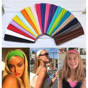 Hair Band Elastic Wide Headbands Solid Color HeadscarfStyle Elastic Yoga Daily Wear Exercise Straps HairAccessories for Women & Men Yoga Headbands CasualHeadwear Elastic Fabric