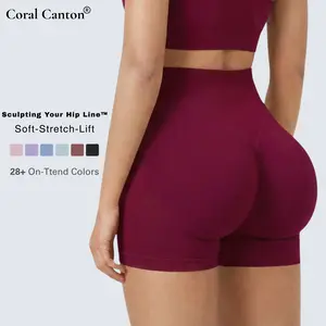 Coral Canton Impact Shorts High Waistband Butt Lifting
