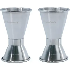 2PCS Double-sided Stainless Steel Cocktail Jigger 1oz & 1/2oz Precise Bartender Tool for Cocktail Shaker Sets Bartending Home Bars Mixology
