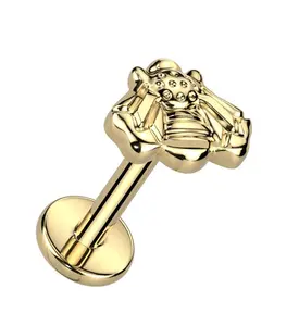 Gold PVD Bee Titanium Internally Threaded Labret