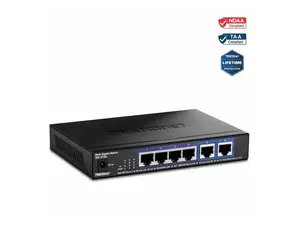 TRENDnet 6-Port 10G Switch, 4 x 2.5G RJ-45 Base-T Ports, TEG-S762, 2 x 10G RJ-45 Ports, 60Gbps Switching Capacity, Wall Mountable, Ethernet Splitter