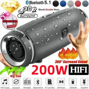 Portable Wireless Bluetooth Speaker IPX7 Waterproof Outdoor HIFI Pillar Speaker Subwoofer Stereo Speaker FM Radio TF Boom Box micro usb Audio Metal gps tracker