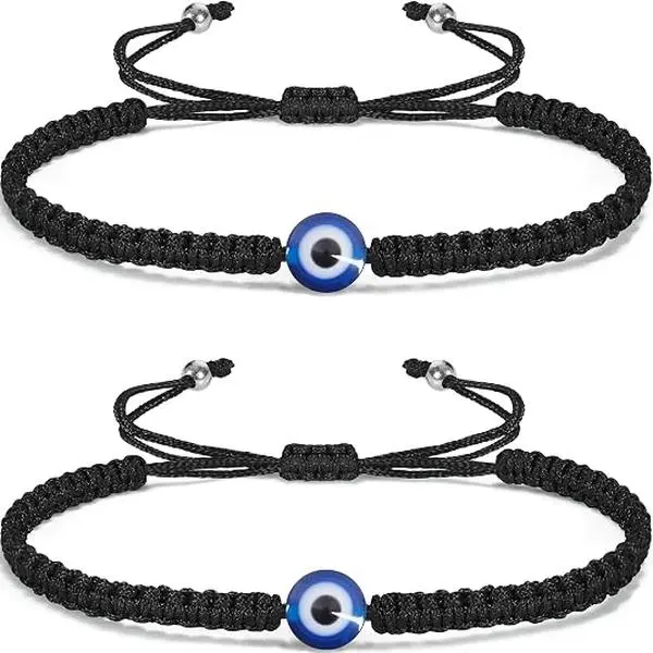 September Laurel Evil Eye Bracelets for Women Men Handmade Braided Kabbalah Good Luck Bracelet Rope Cord Thread Friendship Bracelet Adjustable String Minimalist Jewelry