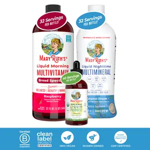 MaryRuth's Triad of Health - Raspberry Liquid Morning Multivitamin - Coconut Liquid Nighttime Multimineral - Organic Liquid Probiotic