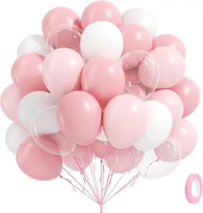 60PCS Pink & White Balloons 12 Inch Pastel Pearl Balloon Set for Wedding, Bridal Shower, Baby Shower & Birthday Party Decorations, US Trending Party Decor, Elegant Celebration Balloon Kit