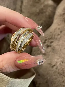 Women Adjustable Open Ring, & Silver Color Crystals, Statement Design, Trendy Fashion Accessory for Daily Wear, Fashion Rings