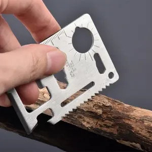 2pcs Multifunction Multipurpose Outdoor Steel Tool, 11-in-1 Camping Pocket Tools, Opener Lifesaving Card Survival Tool, Durable Hand Tools