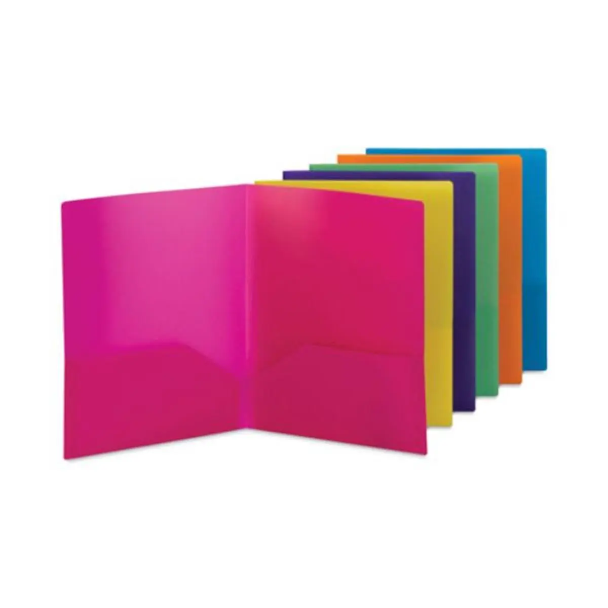 Smead SMD87761 2-Pocket Folders, Durable Poly Material Acid-Free Plastic Envelope Sleeves, 11x8.5 In Assorted Colors - 6 Per Pack for Easily Accessible Document Storage